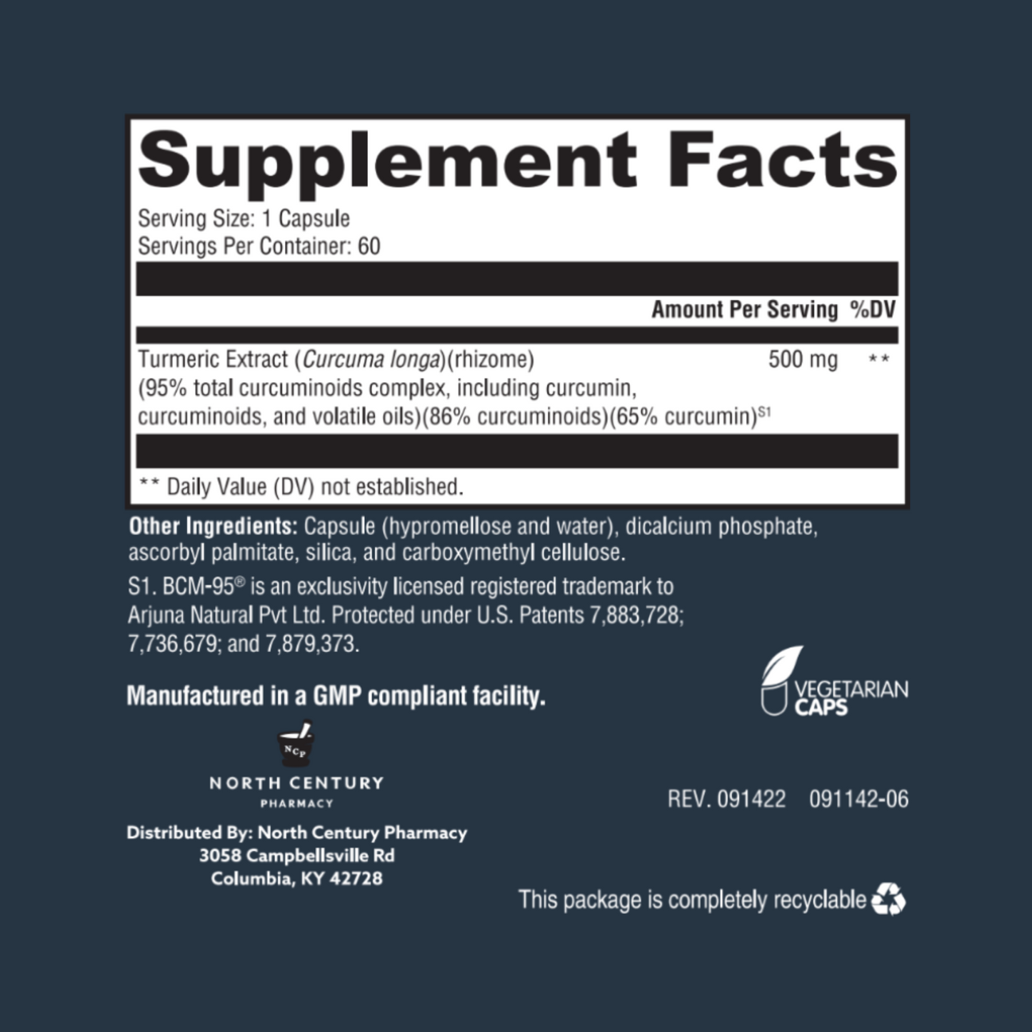 Curcumin Complex Supplement Facts Label