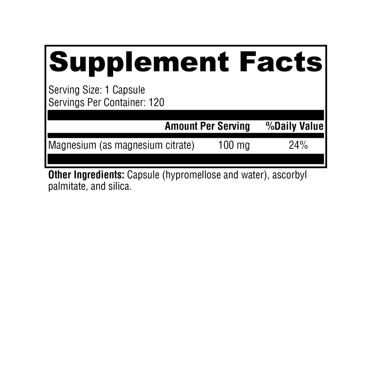 Magnesium Citrate 120 Capsules