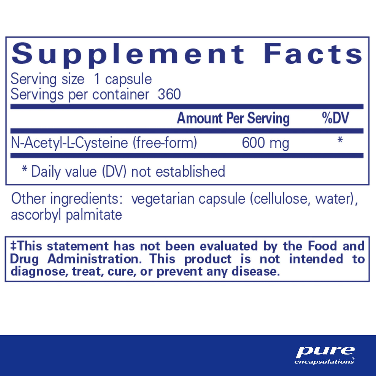 NAC (N Acetyl l Cysteine) 600 mg.