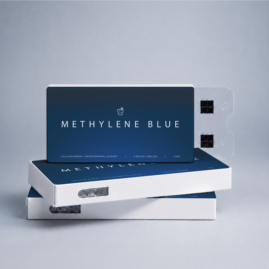 North Century Pharmacy Methylene Blue packaging on a gray background