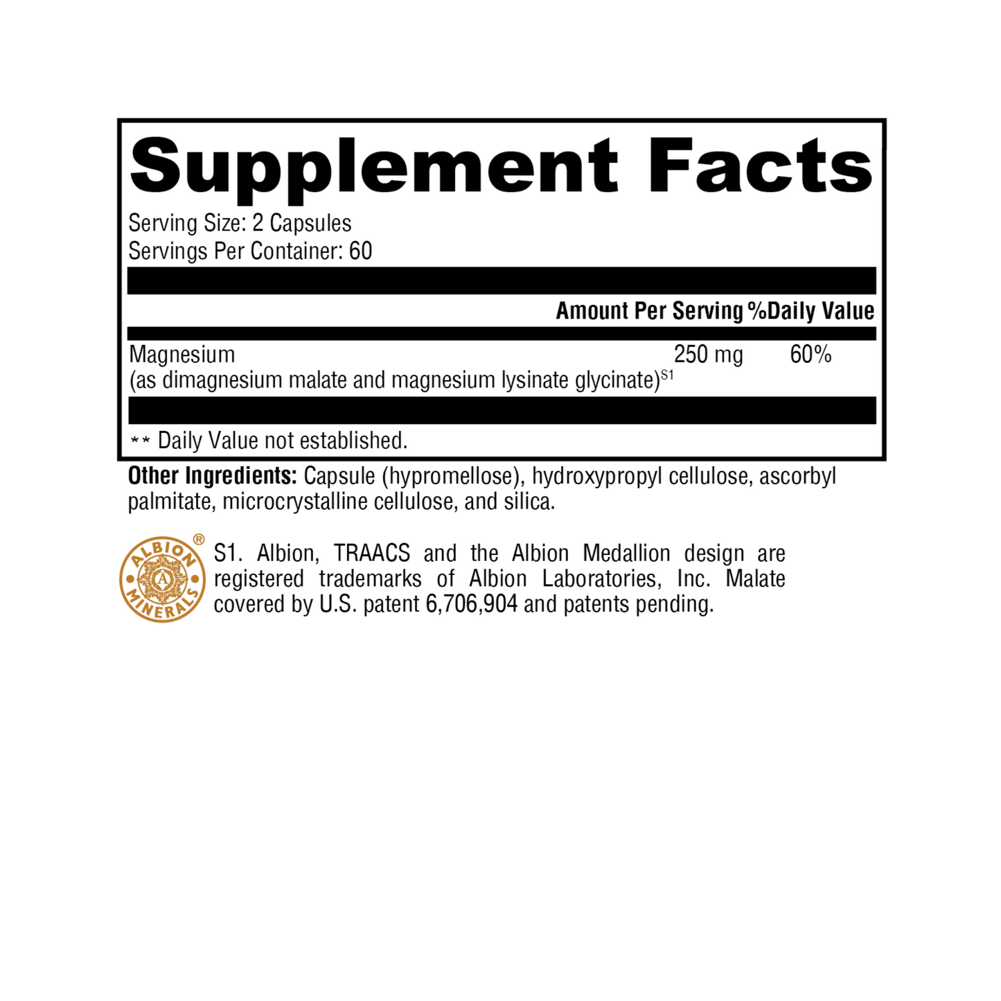 Magnesium Glycinate Chelate 120 Capsules