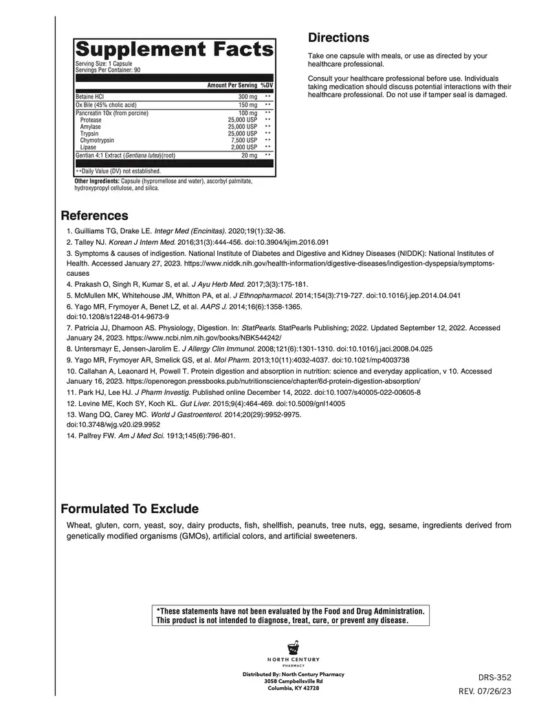 DIGESTIVE ENZYMES HCL